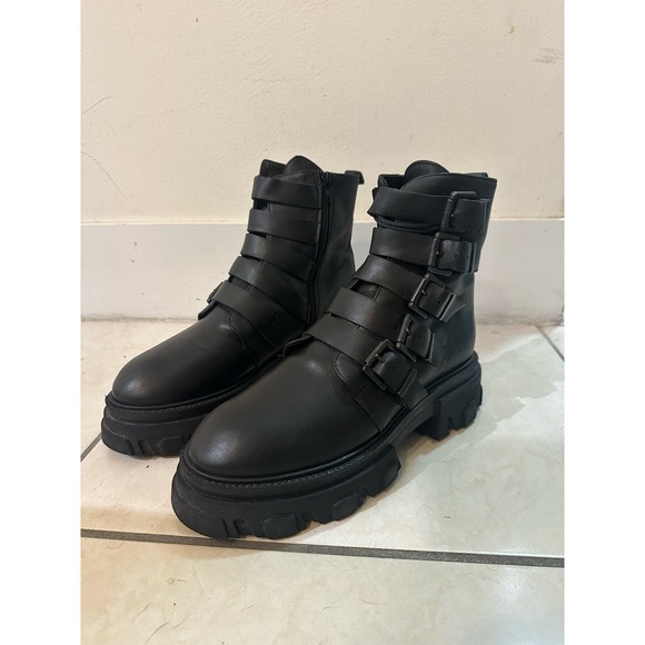 Lavorazione Artigianale womans boots black leather italian handmade goth punk 9‎ - Picture 3 of 12